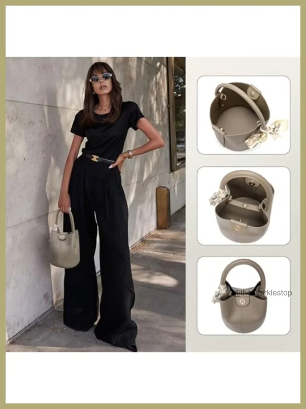 Small Vegan Leather Bucket Crossbody Bag with Removable Strap